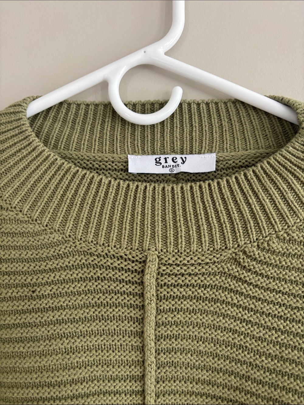 Olive Green Ribbed Knit Sweater - Picture 2 of 5